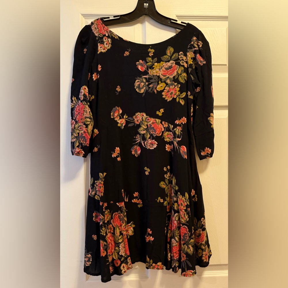 Free People size Small Black Dress with Floral Design